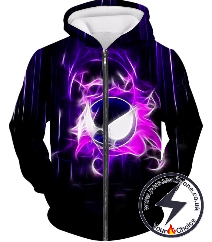 Pokemon Incredible Ghost Type Pokemon Ghastly Cool Black Zip Up Hoodie